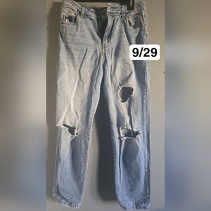 GIRL•ISH Distressed Women's High Rise Mom Jeans 9/29
